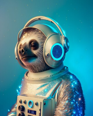 Space Loving Sloth Art Print Picture Photo Wall Hanging Animal