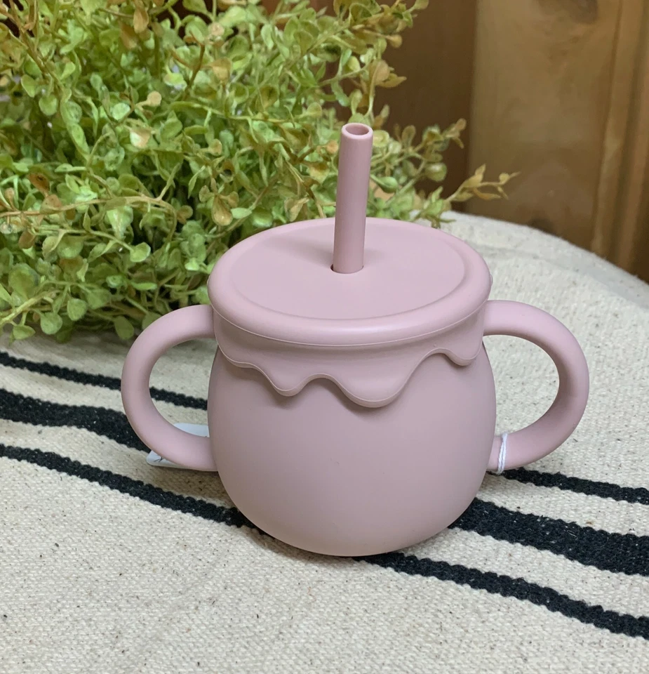 Toddler Cup, Silicone Sippy Cup with Straw, with Snack Lid, Honey Pot Design - Image 2 of 2