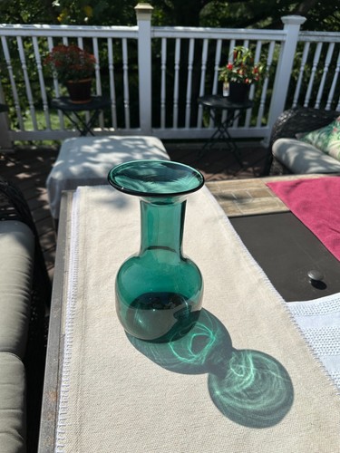 Blenko Wayne Husted Juniper Nile Green Glass Pitcher Carafe Vase - Picture 5 of 7