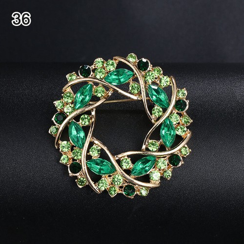 Vintage Stil Elegant Oval Blume Strass Kristall Brosche Pin Bunter Ton - Bild 42 von 43