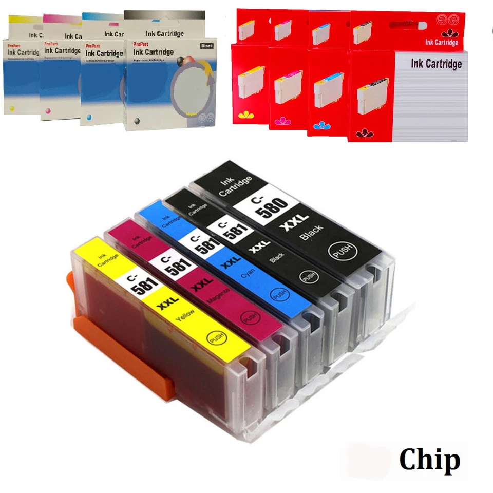 CANON PGI-580 CLI-581 KIT 5 10 20 30 CARTUCCE COMPATIBILI 25ml/12ml CON CHIP
