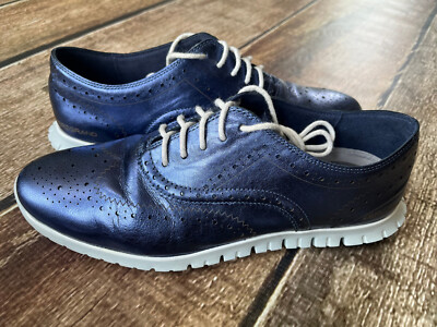 COLE HAAN ZERO GRAND GRAND OS LEATHER WINGTIP H15-BT W01556 BLUE WOMENS 9.5 B