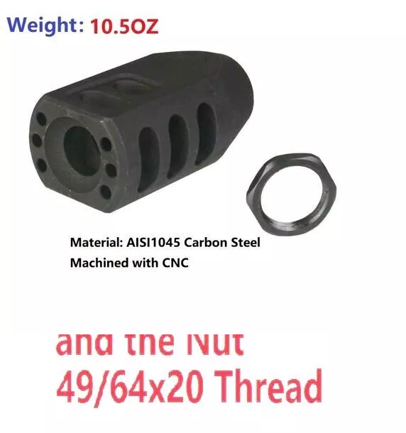 All Steel 49/64x20 Tanker Muzzle Brake Compensator .50Beo W 49