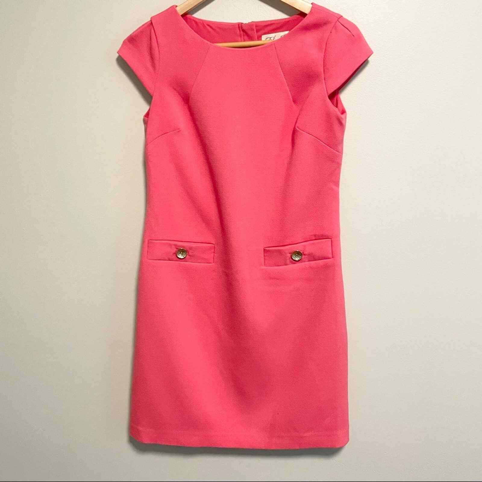 Eliza J Pink Shift Dress Bubble Gum Pink Cap Slee… - image 3