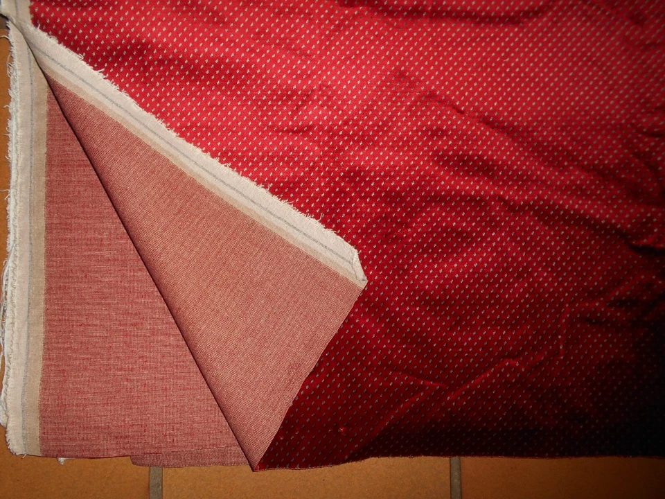 Ancien tissu d'ameublement velours épais imprimé 220/145 - Photo 3/3