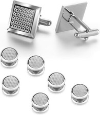 Wynameleri Cufflinks and Studs Set Square Shirt Tuxedo Buttons Packed in Cuff...