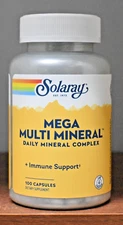 Solaray Mega Multi Mineral Capsules 100 Capsules Daily Mineral Complex Vitamin