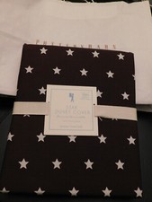 NEW Pottery Barn Kids Organic Star Duvet Cover TWIN Reversible BROWN / WHITE