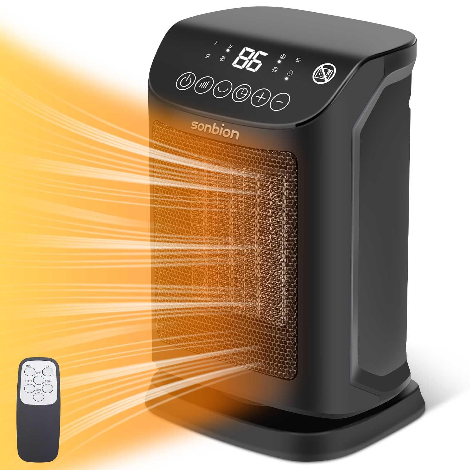 Space Heater with Remote, Thermostat Portable Heater, 1500W PTC Ceramic Heate...