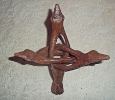Hand Carved Wood Bowl Stand-REPTILE Head-Made from Single Piece of Wood