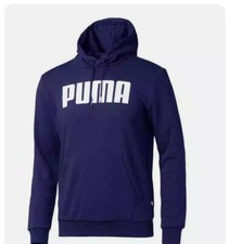 Puma Men's Hooded Sweatshirt Navy Hoodie Essential Big Logo Size XL 855201-03