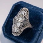 Art Deco 2.11Ct Round Cut Lab Created Diamond Engagement 925 Silver Gift Ring