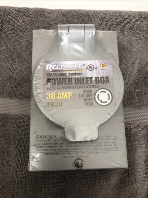 Reliance PB30 125/250V 30A Power Inlet Box for Generator Cord Connection (NEW)