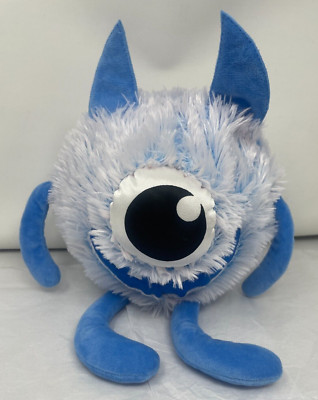 Sure Shot Monster Face Ball Fuzzy Plush Squishy Throw Plush One Eye Blue White