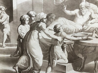 Antica incisione Originale Raffaello 1840 Isacco Giacobbe Bibbia