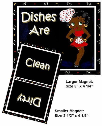 BETTY BOOP CHEF (African American) DISHWASHER MAGNET (Clean/Dirty) FREE Shipping - Picture 3 of 3