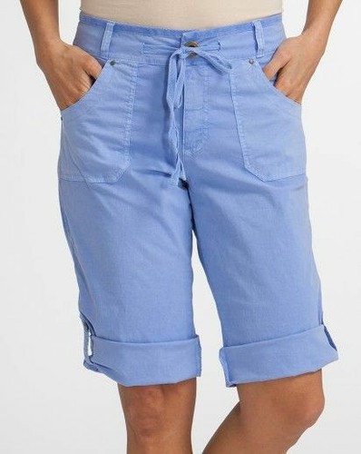 1X FRESH PRODUCE light blue Stretch Safari Pedal Pushers NWT $79 Roll Up Cotton - Picture 3 of 4
