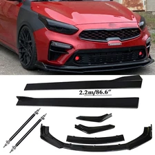 Front Bumper Lip Splitter Spoiler Strut Rods For Kia Forte GT Glossy Black
