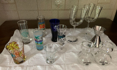 Barware Lot of 12 Vintage And Collectible Souvenir Shot Glasses