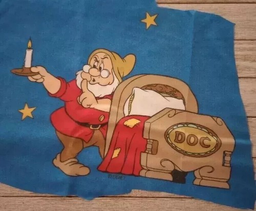 Disney dwarfs doc fun fabric large print scrap piece 9 to 11 inch new - Picture 2 of 3