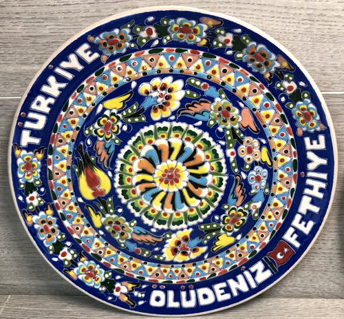 BODRUM TURKEY tourist souvenir memory ceramic plates x2 very colourful handmade - Bild 3 von 15
