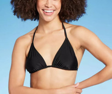 Wild Fable Women's Size S 4-6 Triangle Halter Bikini Top Black