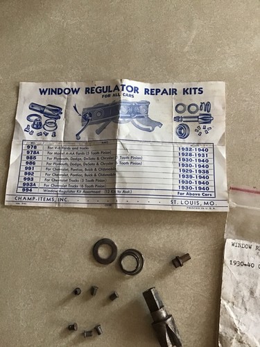 NORS 1930-40 Chevrolet Truck Window Regulator Crank Pinion Gear Repair Kit 993 - Picture 7 of 8