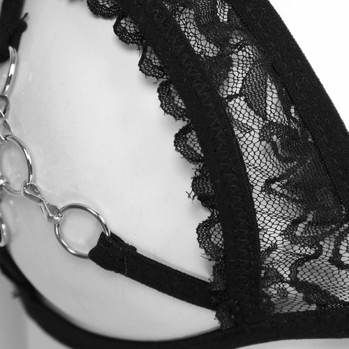 Women Open Cup Lingerie Bra Bralette Nipple Metal Rings Sexy Underwear Nightwear - 第 9/28 張圖片