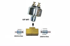 Low Pressure Hydraulic Brake Light Switch & Brass Tee GM- Street Hot Rod