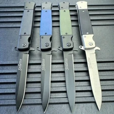 8.5" Military Combat Spring Assisted Open Folding Pocket Knife G10 Handle Blade