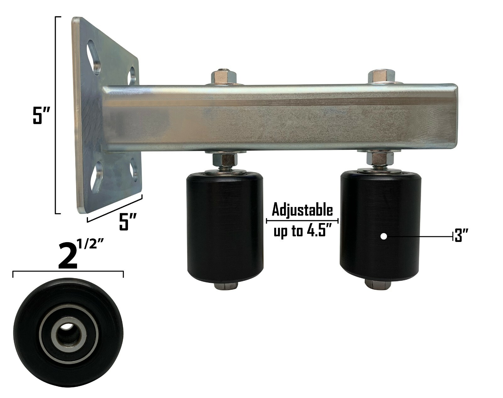 Adjustable 3 Black Guide Rollers For Sliding Rolling Gates Universal Adjustable 3 Black Guide Rollers For Sliding Rolling Gates Universal