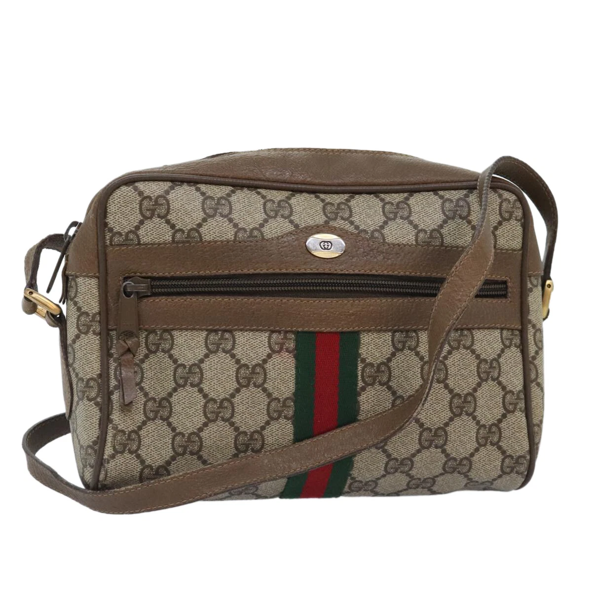 Sac à bandoulière GUCCI GG Supreme Web Sherry Line PVC beige 56 02 004 authentique ep5721