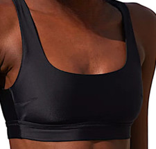 American Eagle Aerie Black Banded Wide Strap Scoop Bikini Top Size Large
