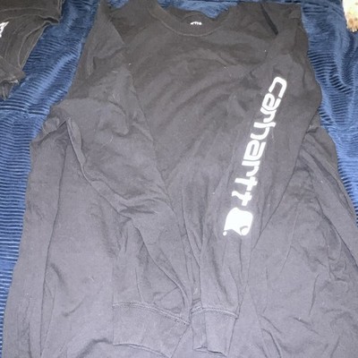 Carhartt Men s Black Solid Crew Neck Long Sleeve Knit Logo T-Shirt 2XL