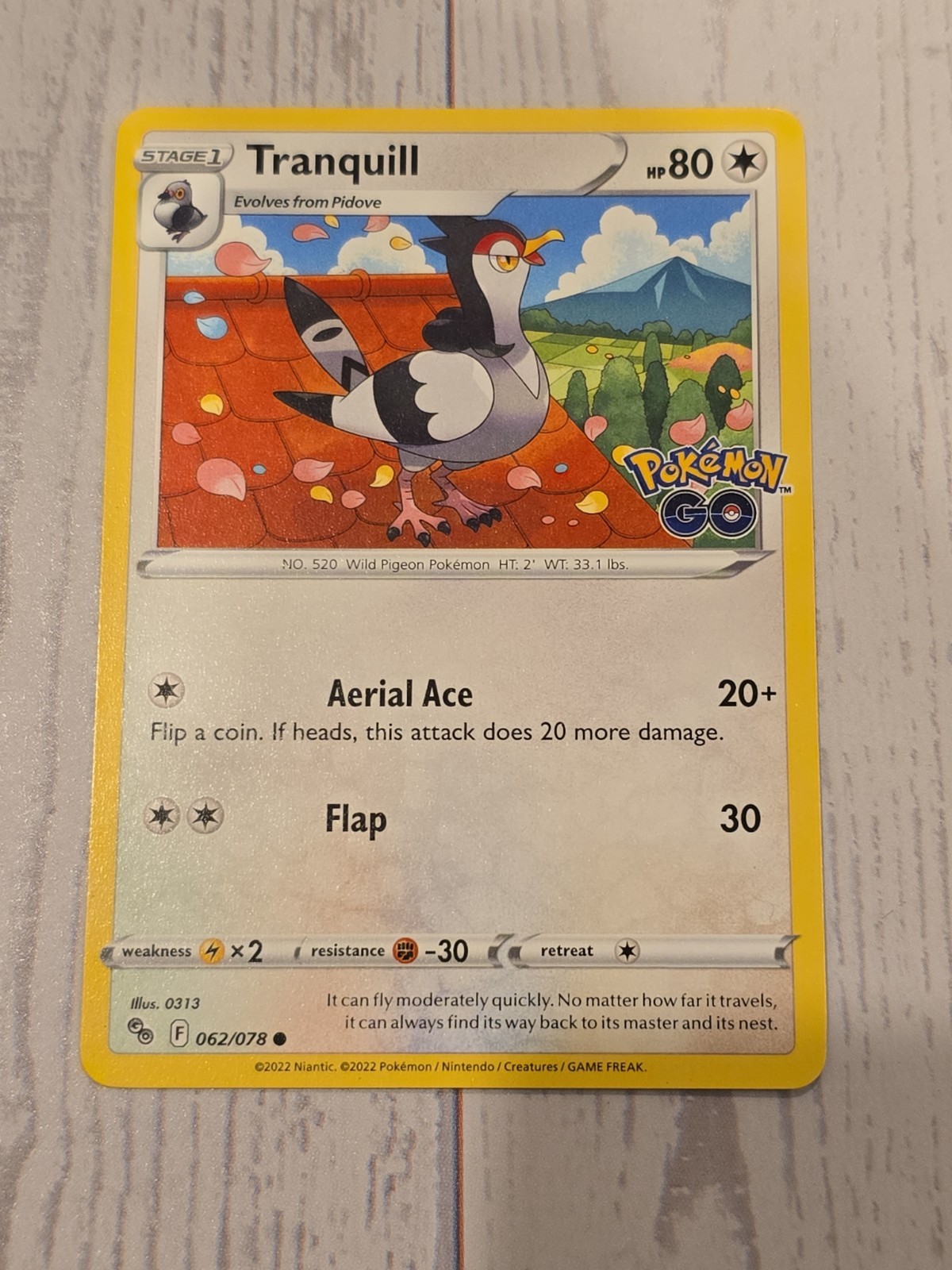 Tranquill 062/078 Pokémon GO Regular