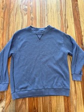 Aerie Blue Waffle Knit Crewneck Sweatshirt with Exposed Seams Size Small