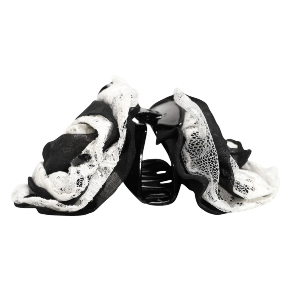 Dolce & Gabbana волос коготь черный белый шелк цветочный кружева кристалл аксессуар 450usd - Изображение 4 из 4