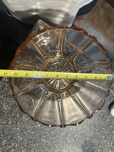 Vintage Anchor Hocking Oyster & Pearl Pink Depression Glass 10 1/2" Serving Bowl - Picture 8 of 9