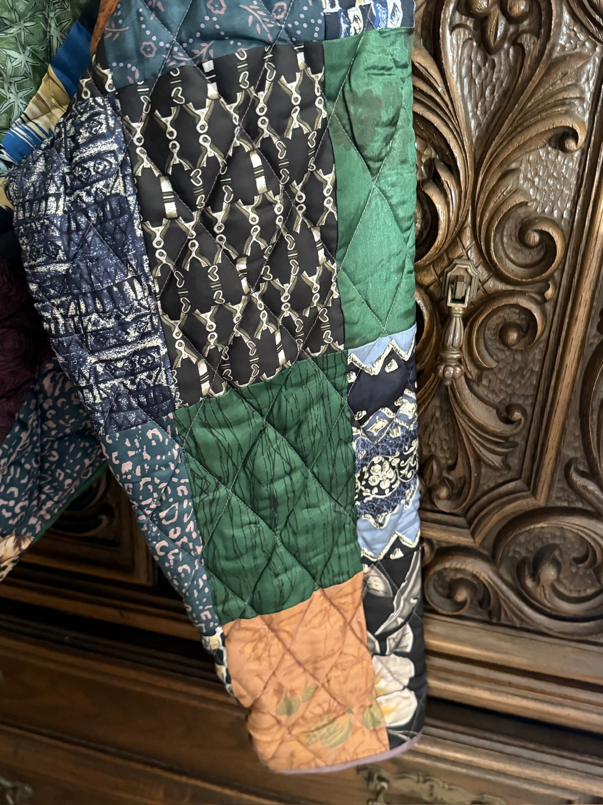 Quilted Patchwork Jacket Silk Reversible XXL Colo… - image 15