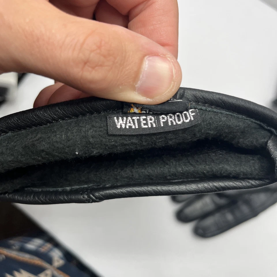 Guantes de invierno Xelement medianos de cuero negro para motocicleta Foto 4 de 4