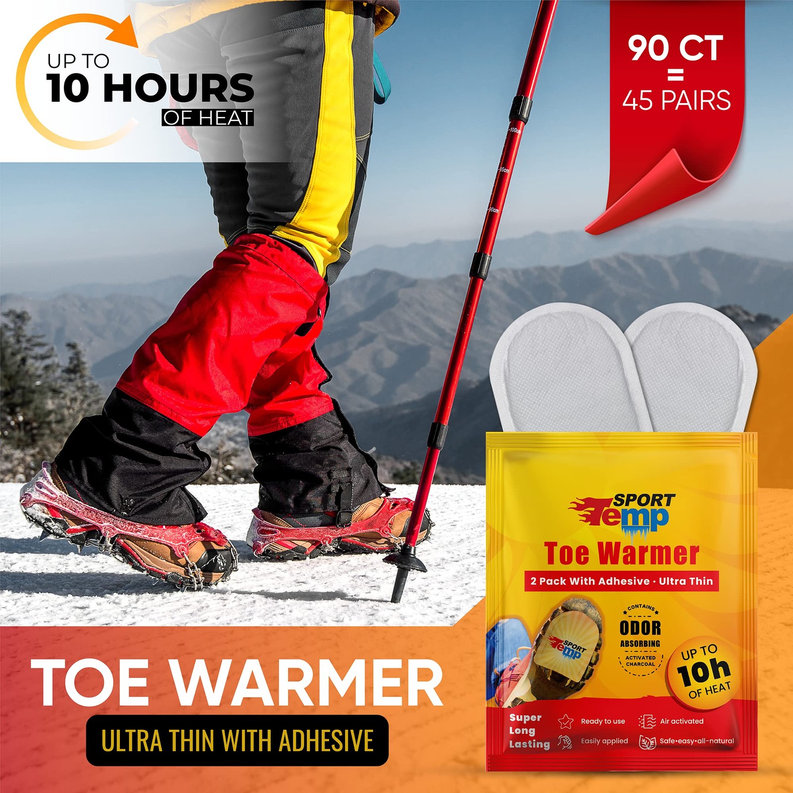 Toe Warmers (45 Pairs) - Up to 10 Hours of Heat, Easily Apply with Adhesive -...