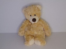 Aurora Teddy Bear Plush 11" Tan Stuffed Animal Soft Toy w/ Ribbon