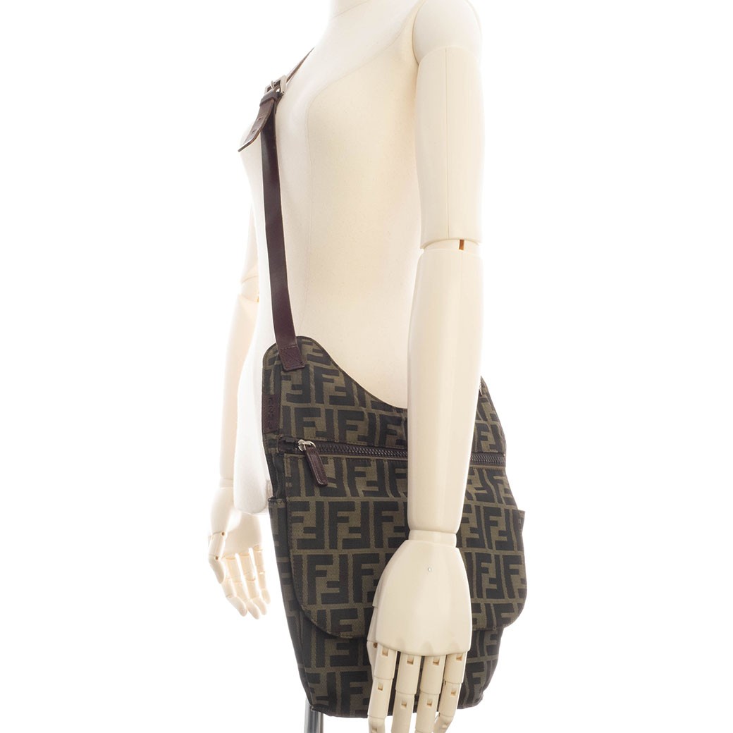 FENDI Zucca Canvas Khaki Green Womens Short Crossbody Bag 16389 Pre-owned Auth thumbnail 19