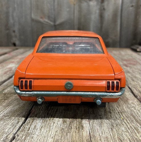 Vtg 1966 Ford Mustang Orange Wen Mac Battery Operated Model Car W Box Untested - Picture 7 of 24