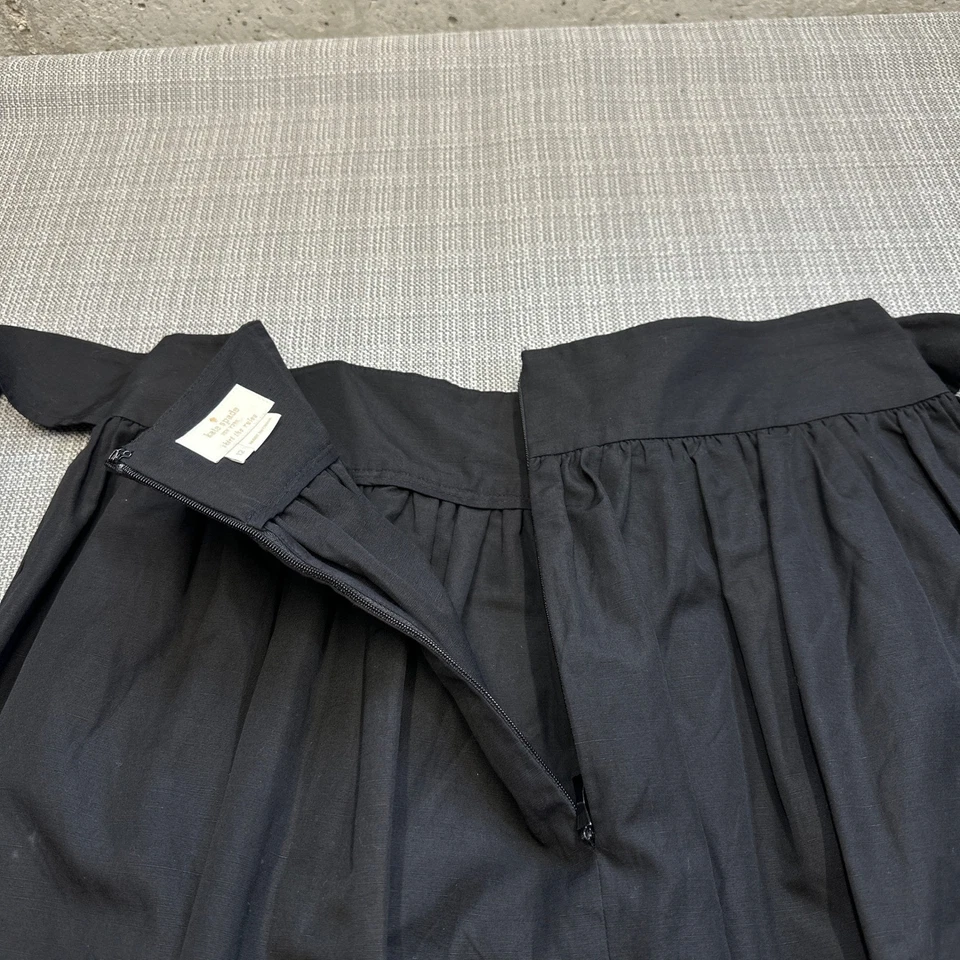 Kate Spade Black Linen Blend Pleated Midi Skirt Size 12 Minimalist Quiet Luxury - Image 4 of 4