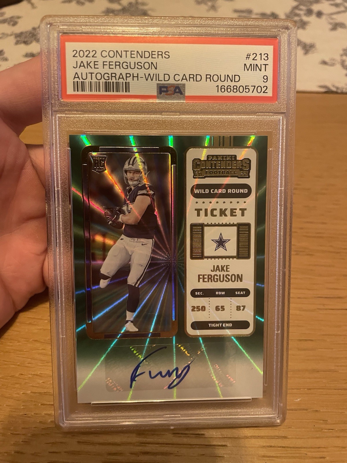 Jake Ferguson Panini Contenders #213 Autograph Wild Card Round