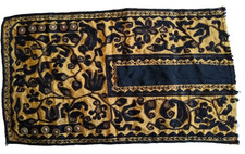 ANTIQUE SILK DRESS TRIM PANEL METALLIC EMBROIDERED BEADS BUTTONS FLAPPER 1920s