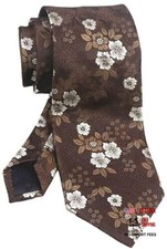 Men's Floral Ties Textured Cravat Luxury Formal Groomsmen One Size Brown
