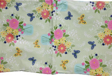 Flannel Back Vinyl Printed Tablecloth 52"x70"Oblong, BUTTERFLIES FLOWERS 1,HP
