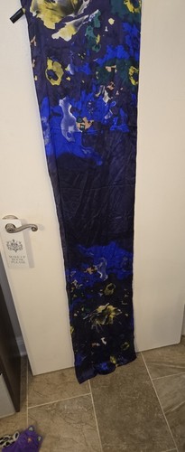 Cynthia Rowley Silk Rectangle 14" X 68" Purples Luxury Head Wrap Sash Versatile - Picture 4 of 9
